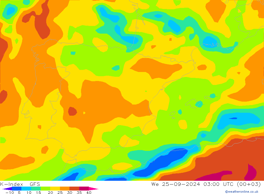 K-Index GFS ср 25.09.2024 03 UTC