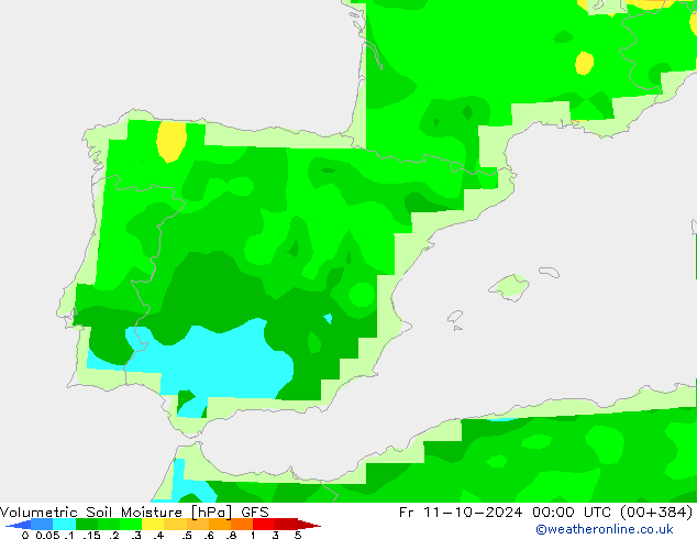 Volumetric Soil Moisture GFS пт 11.10.2024 00 UTC