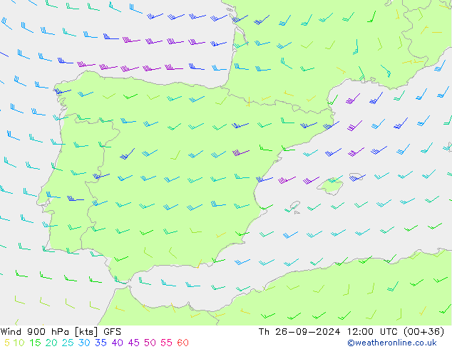 wiatr 900 hPa GFS wrzesień 2024