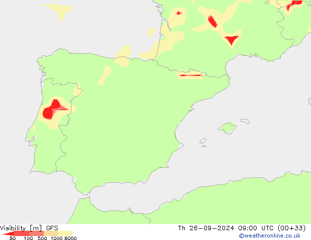 Visibilité GFS jeu 26.09.2024 09 UTC