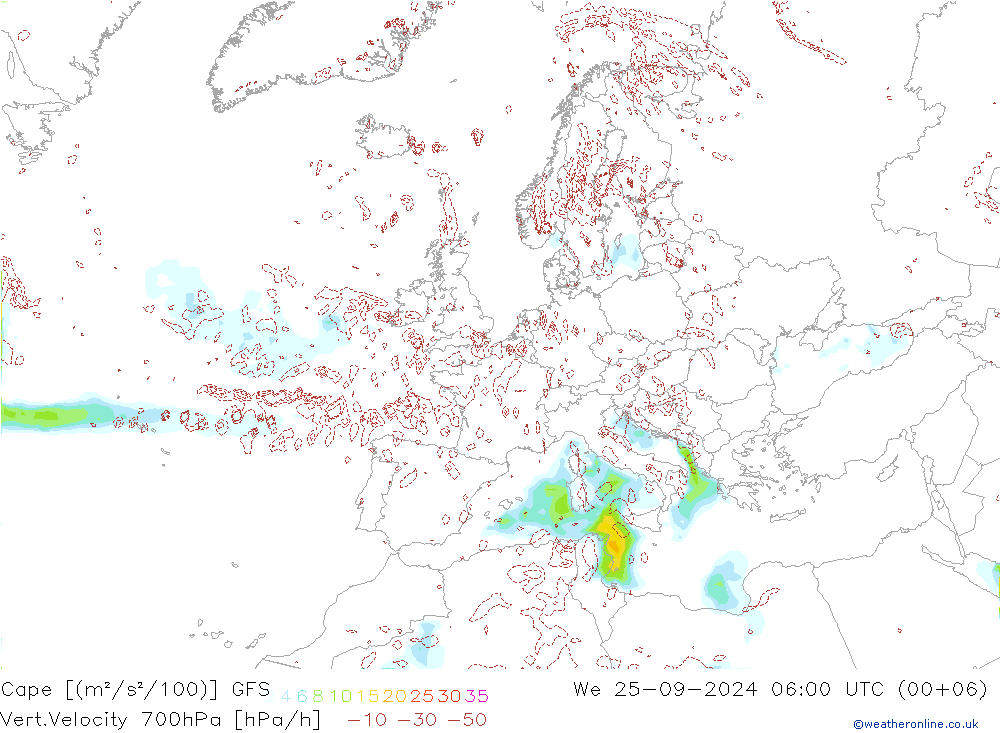 Cape GFS  25.09.2024 06 UTC