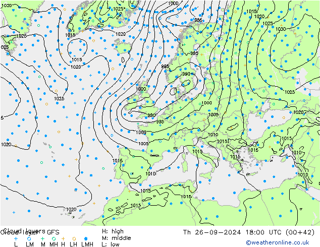 Cloud layer GFS Per 26.09.2024 18 UTC