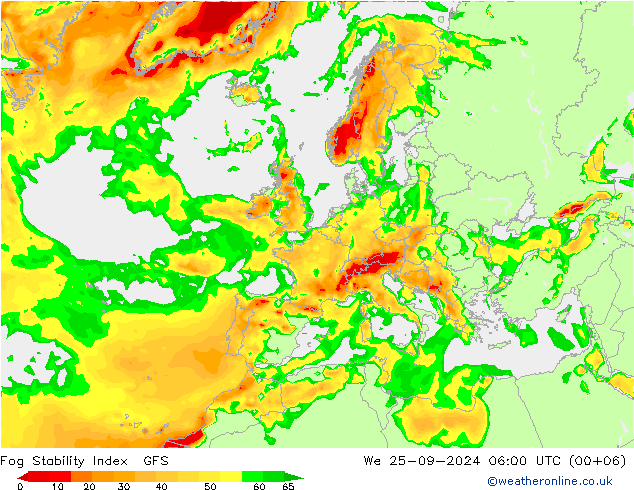 Fog Stability Index GFS We 25.09.2024 06 UTC