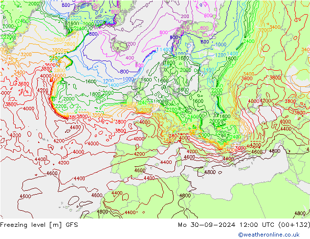 Freezing level GFS  30.09.2024 12 UTC