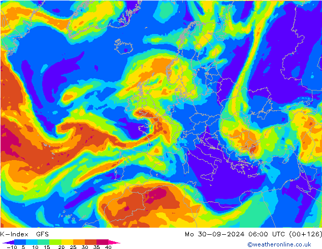 K-Index GFS pon. 30.09.2024 06 UTC