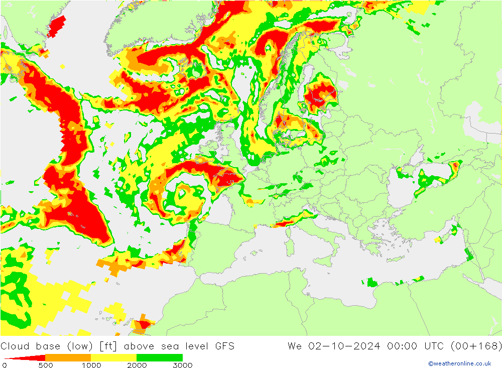 Cloud base (low) GFS October 2024