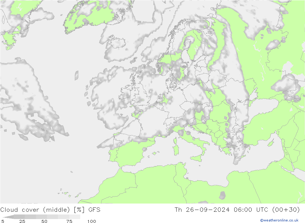 Wolken (mittel) GFS Do 26.09.2024 06 UTC