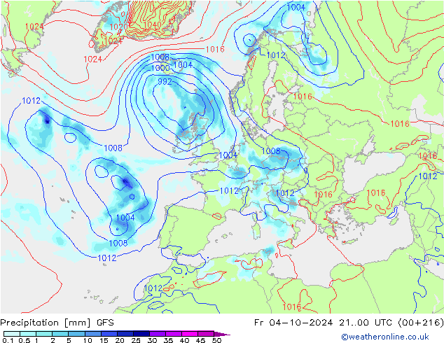 Precipitation GFS Fr 04.10.2024 00 UTC