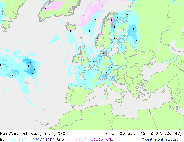 Rain/Snowfall rate GFS pt. 27.09.2024 18 UTC