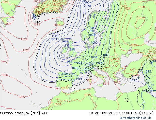 ciśnienie GFS czw. 26.09.2024 03 UTC