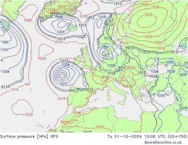 Luchtdruk (Grond) GFS di 01.10.2024 12 UTC