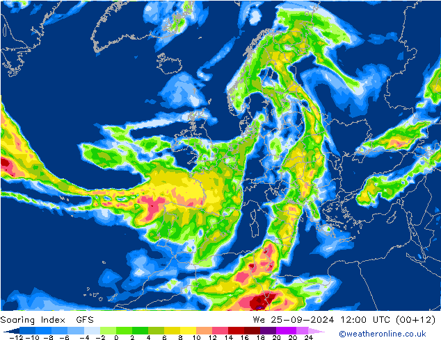 Soaring Index GFS mer 25.09.2024 12 UTC