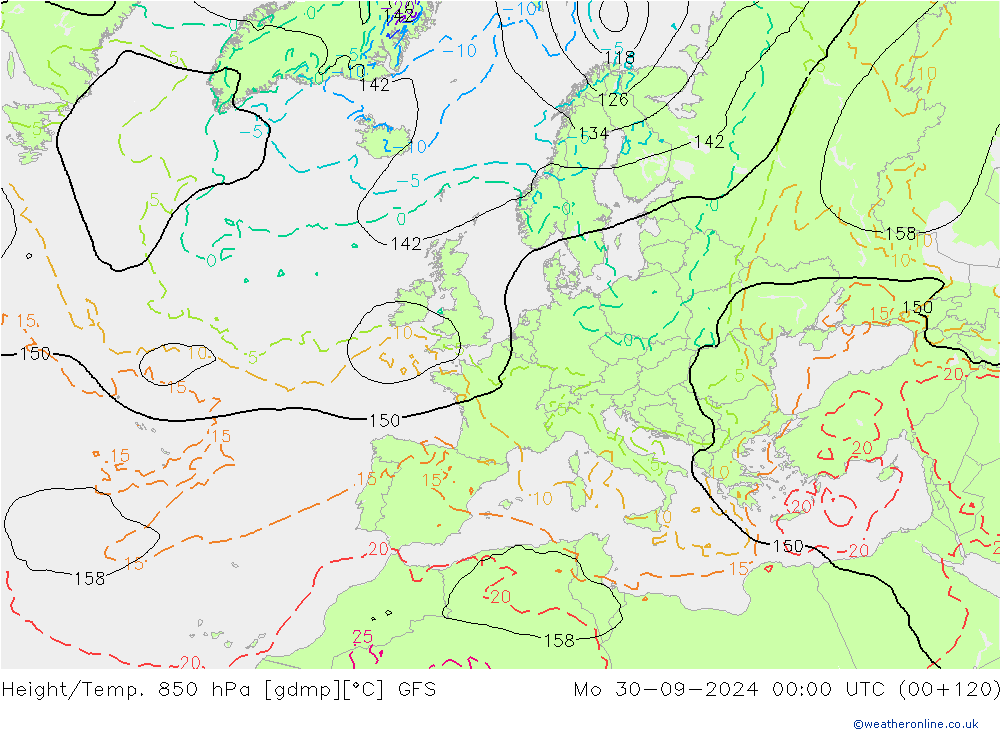 Height/Temp. 850 hPa GFS Po 30.09.2024 00 UTC