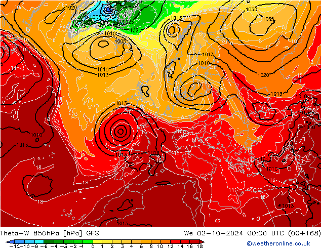 Theta-W 850hPa GFS  02.10.2024 00 UTC