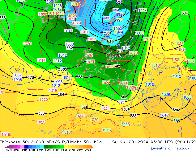 Thck 500-1000hPa GFS dom 29.09.2024 06 UTC