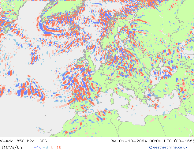 V-Adv. 850 hPa GFS We 02.10.2024 00 UTC