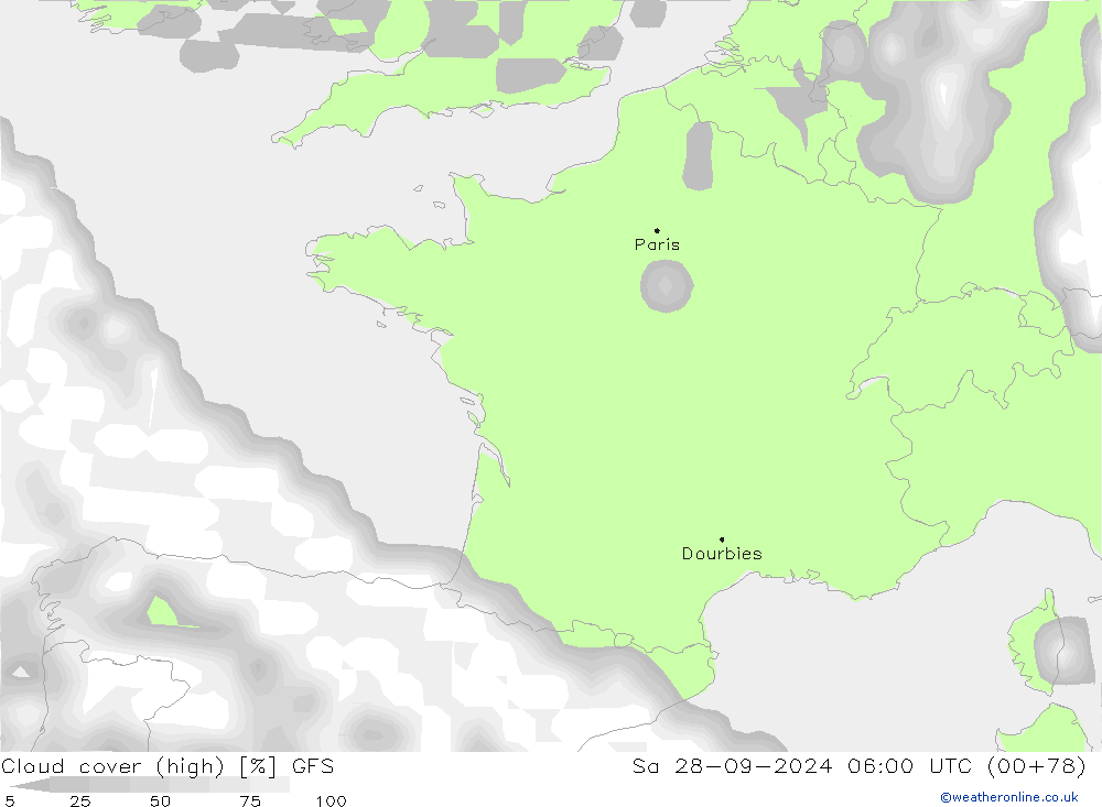 Nubes altas GFS sáb 28.09.2024 06 UTC