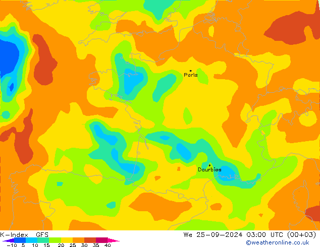 K-Index GFS We 25.09.2024 03 UTC