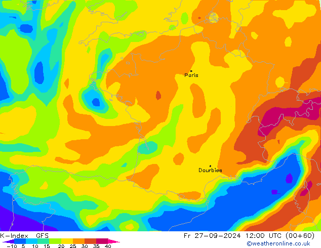 K-Index GFS Fr 27.09.2024 12 UTC