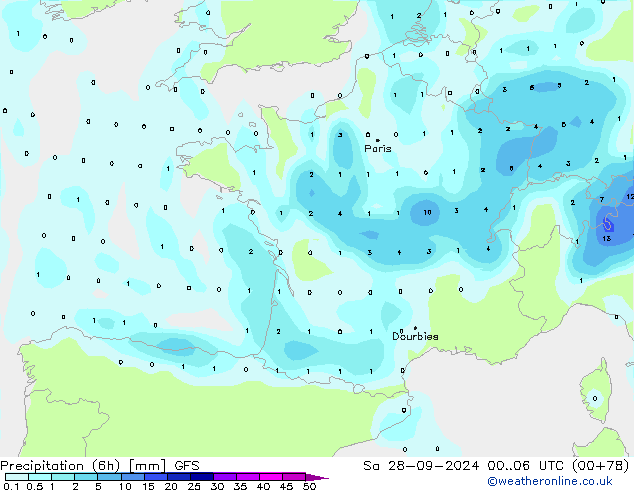 Z500/Rain (+SLP)/Z850 GFS sáb 28.09.2024 06 UTC