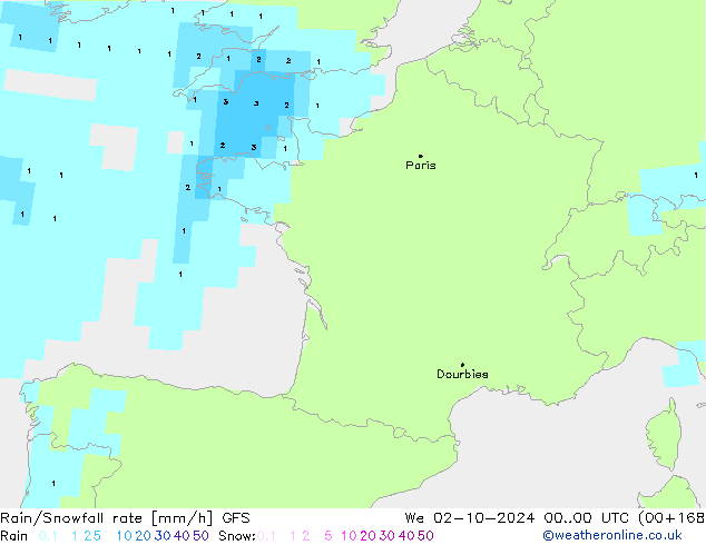 Regen/Sneeuwval GFS wo 02.10.2024 00 UTC