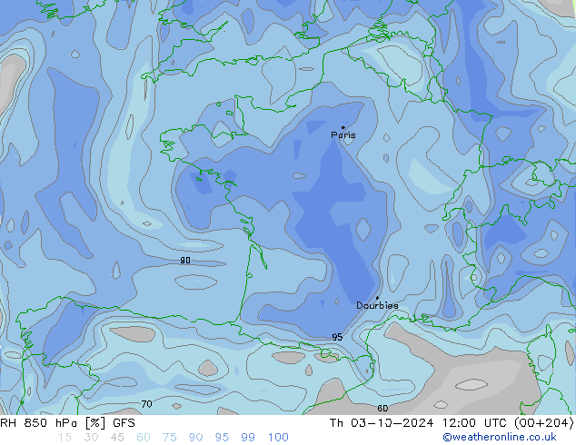 RV 850 hPa GFS oktober 2024