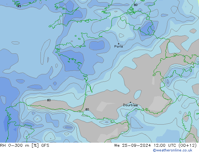 RH 0-300 m GFS September 2024