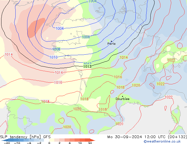 Y. Basıncı eğilimi GFS Pzt 30.09.2024 12 UTC