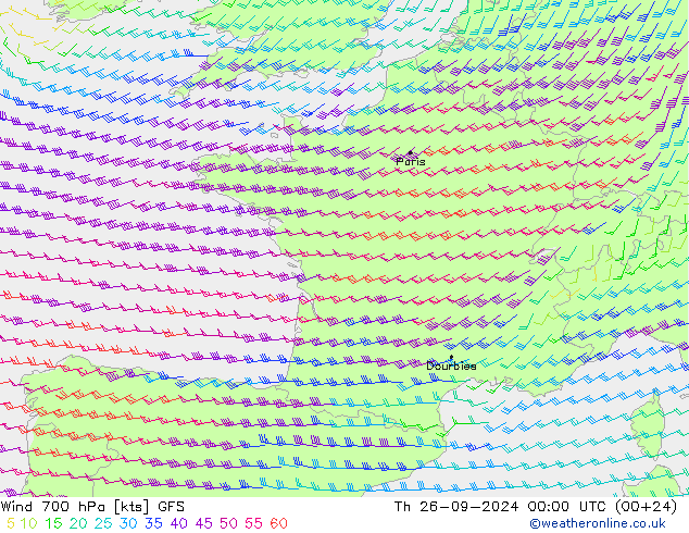 Wind 700 hPa GFS Th 26.09.2024 00 UTC