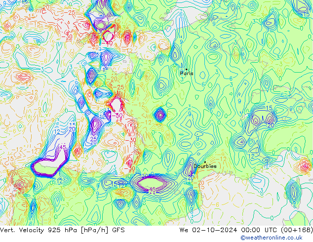 925 hPa Dikey Hız GFS Ekim 2024