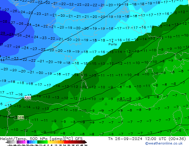 Z500/Rain (+SLP)/Z850 GFS Th 26.09.2024 12 UTC