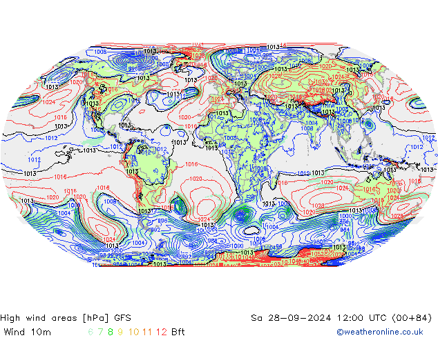 High wind areas GFS sam 28.09.2024 12 UTC