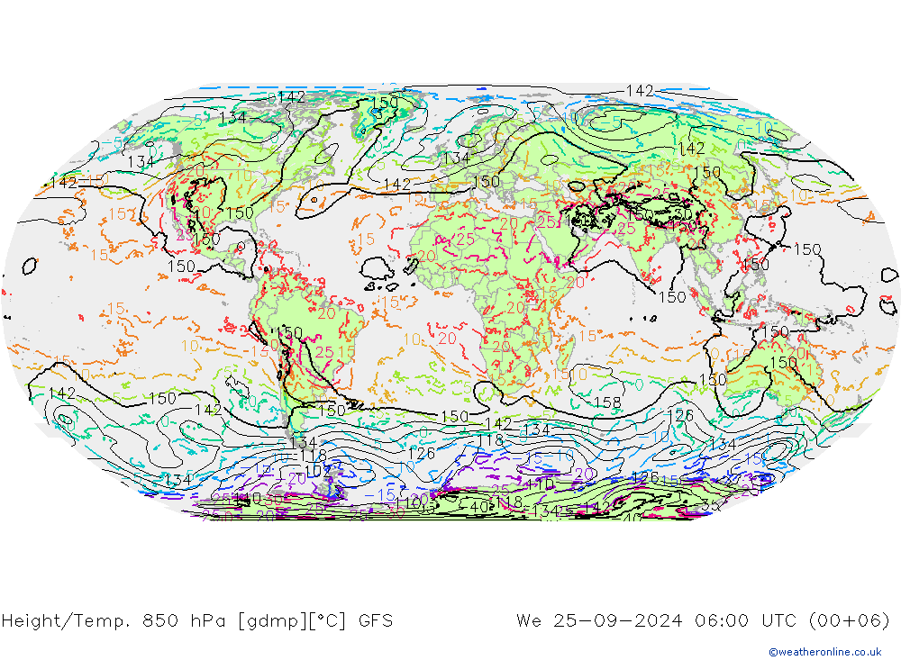 Z500/Rain (+SLP)/Z850 GFS St 25.09.2024 06 UTC