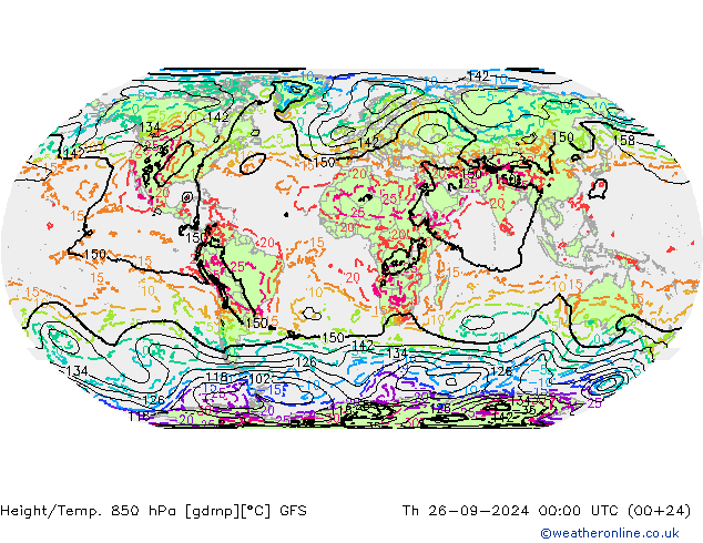 Z500/Yağmur (+YB)/Z850 GFS Per 26.09.2024 00 UTC