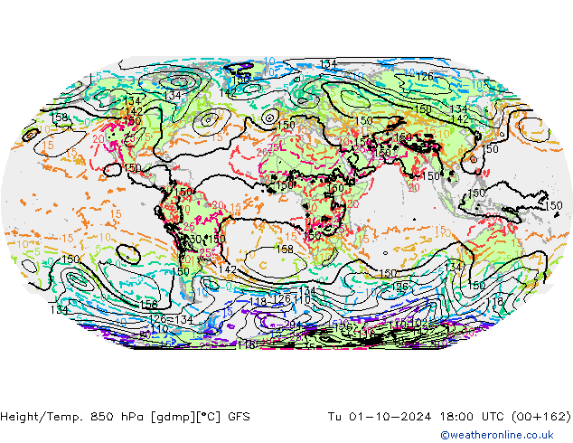 Z500/Regen(+SLP)/Z850 GFS di 01.10.2024 18 UTC