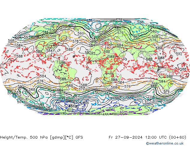 Z500/Rain (+SLP)/Z850 GFS vie 27.09.2024 12 UTC