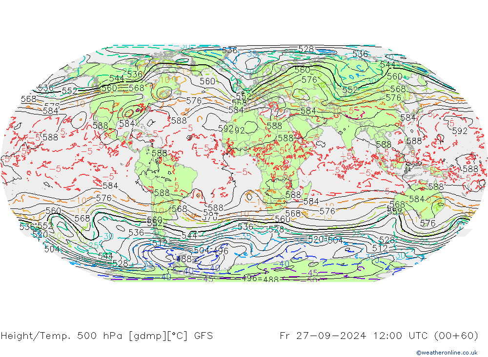 Hoogte/Temp. 500 hPa GFS september 2024