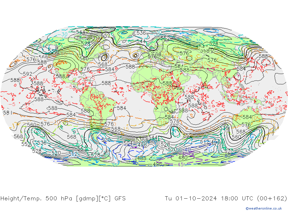 Z500/Regen(+SLP)/Z850 GFS di 01.10.2024 18 UTC