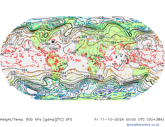 Z500/Regen(+SLP)/Z850 GFS vr 11.10.2024 00 UTC