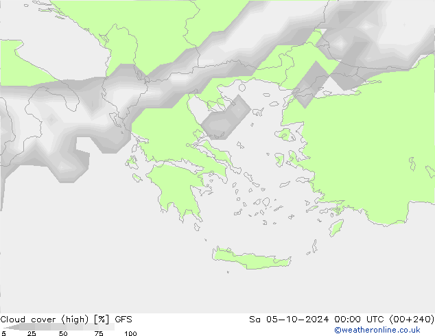 Bewolking (Hoog) GFS za 05.10.2024 00 UTC