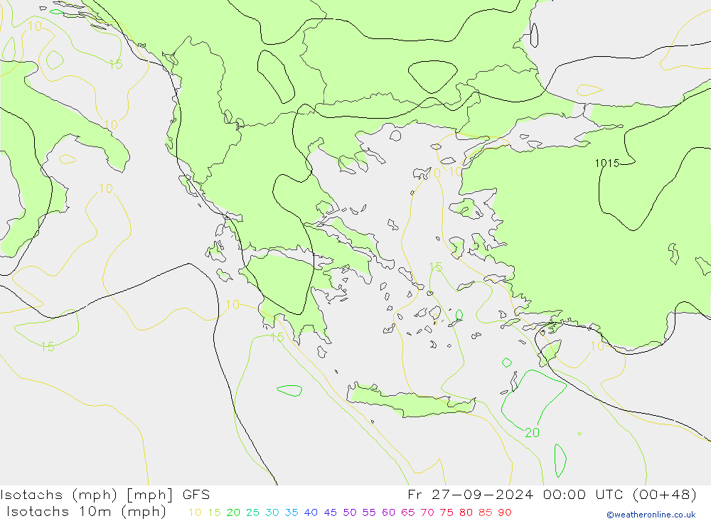 Izotacha (mph) GFS pt. 27.09.2024 00 UTC