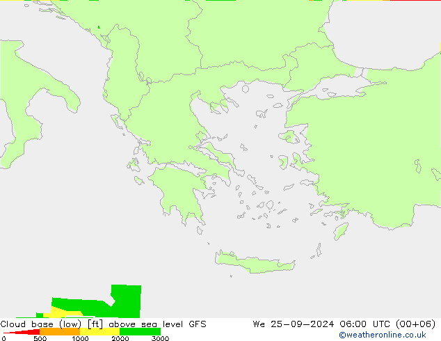 Cloud base (low) GFS St 25.09.2024 06 UTC