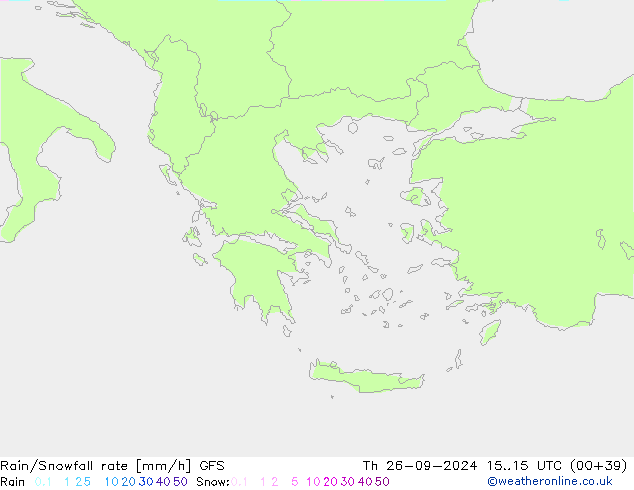 Rain/Snowfall rate GFS jeu 26.09.2024 15 UTC