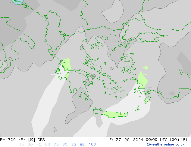 RH 700 hPa GFS Fr 27.09.2024 00 UTC