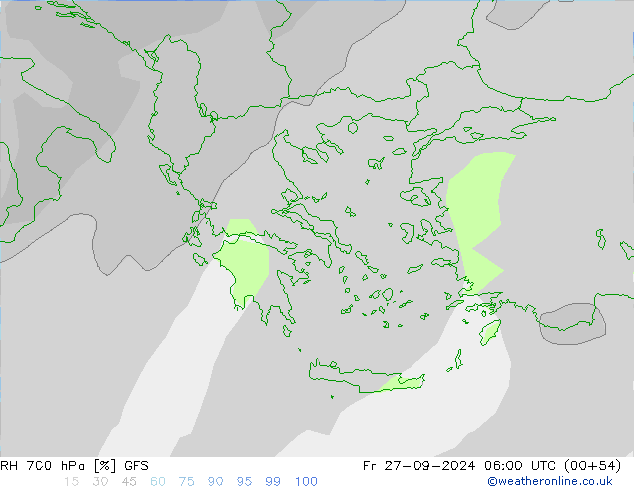 RH 700 hPa GFS Fr 27.09.2024 06 UTC