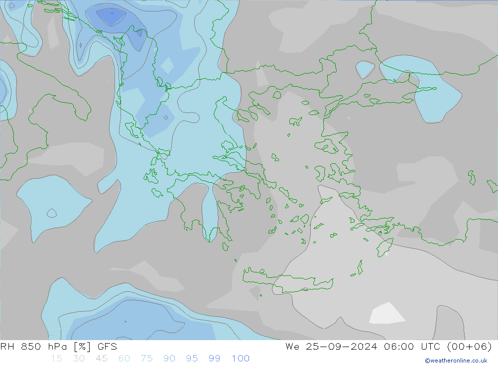 RV 850 hPa GFS wo 25.09.2024 06 UTC