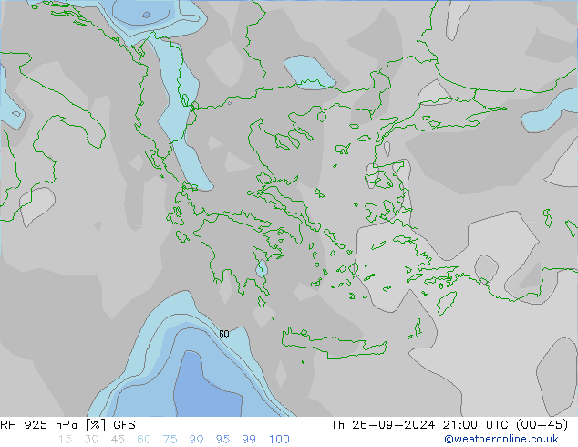 RH 925 hPa GFS Th 26.09.2024 21 UTC