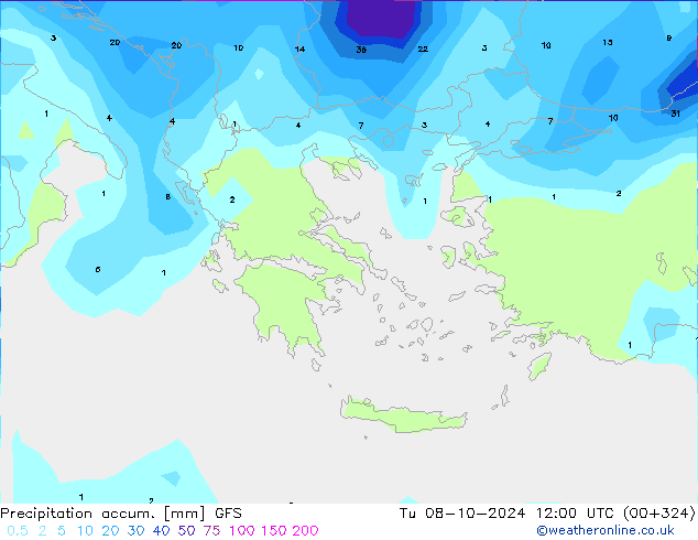 Precipitation accum. GFS October 2024