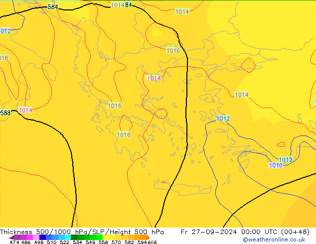 500-1000 hPa Kalınlığı GFS Eylül 2024