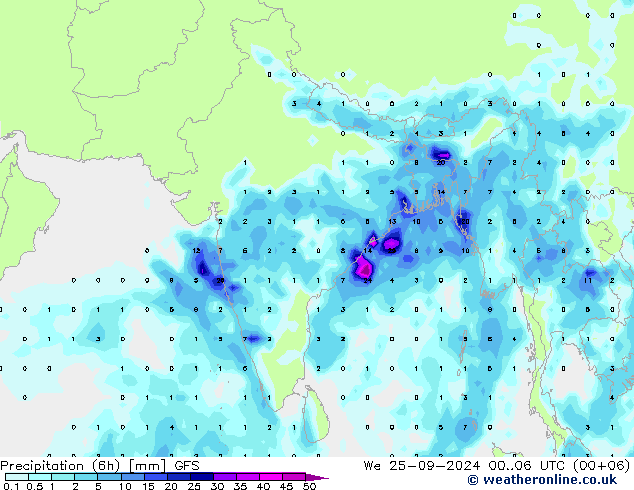 Z500/Rain (+SLP)/Z850 GFS ср 25.09.2024 06 UTC